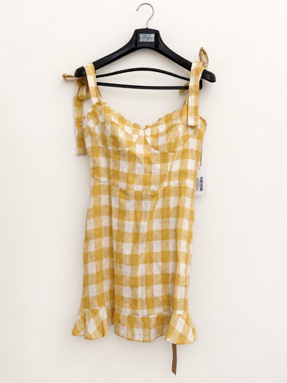 NWT Reformation Desiree Linen Dress Dandelion Check Size 10